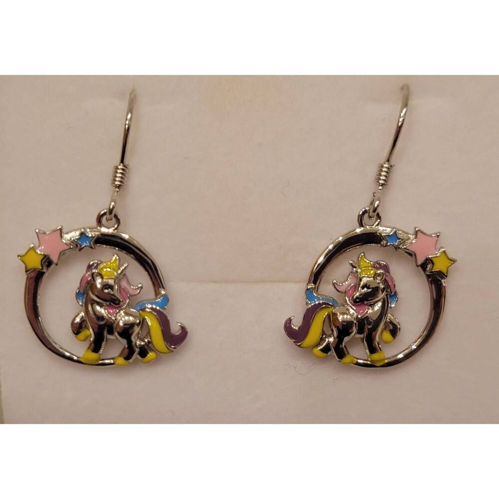 Unicorn Dangle Earrings Hypoallergenic 925 Sterling Silver